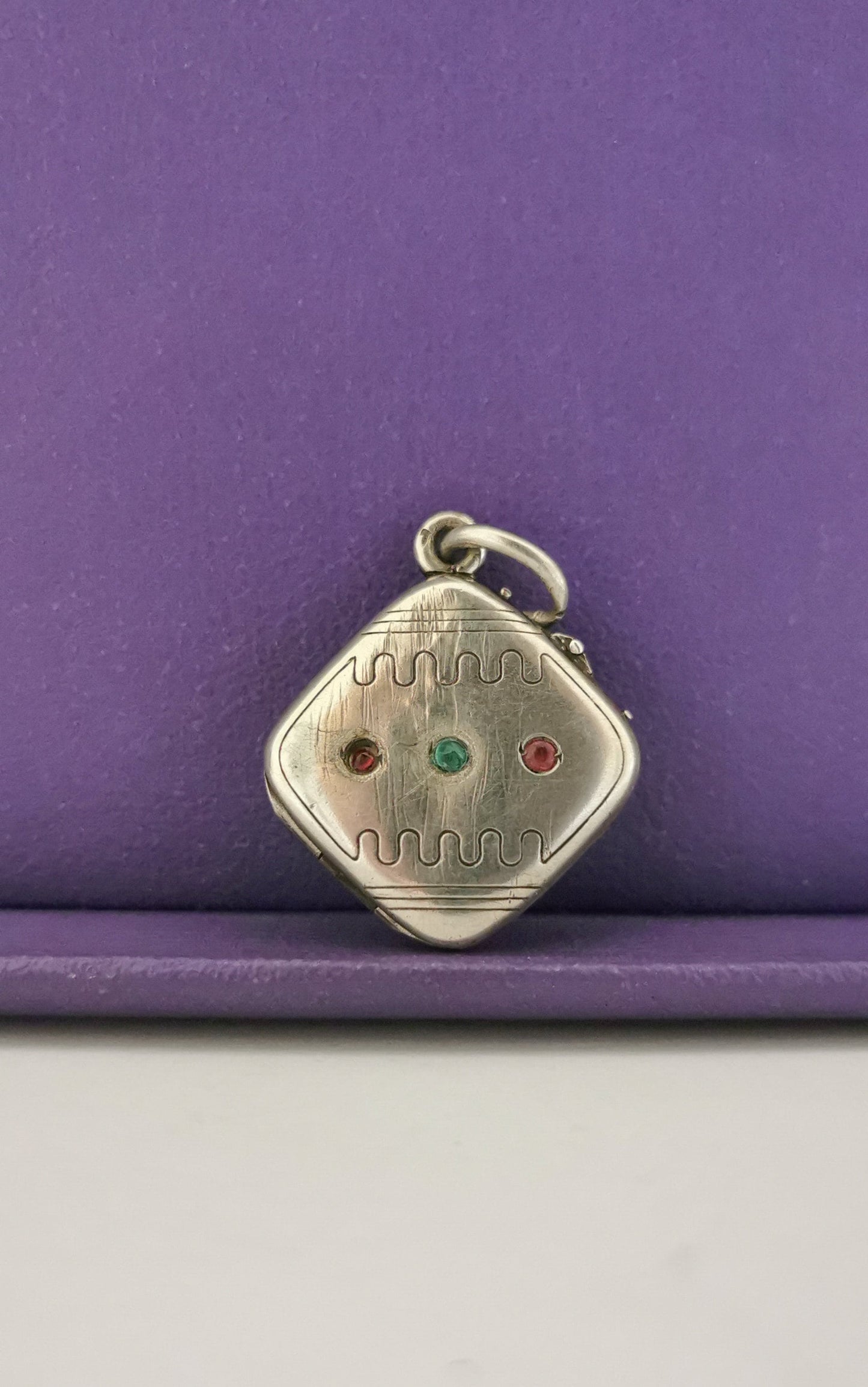 Antique French Art deco silver locket pendant with engraved frame gift for her Antique Photo holder