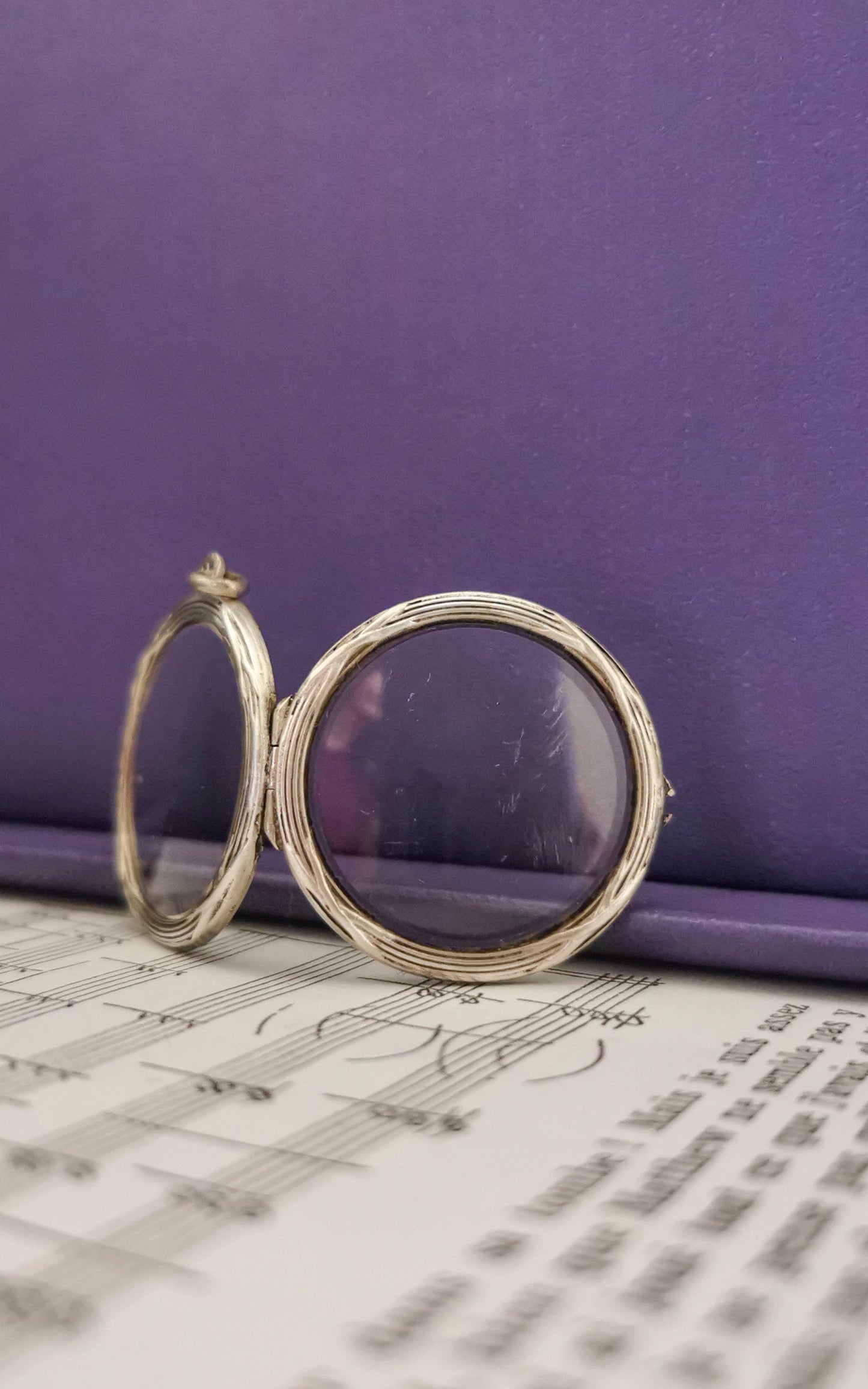 Antique 1900 Edwardian Silver French locket Silver glass locket Antique Photo holder Antique porte photo Glass locket Gift for Her