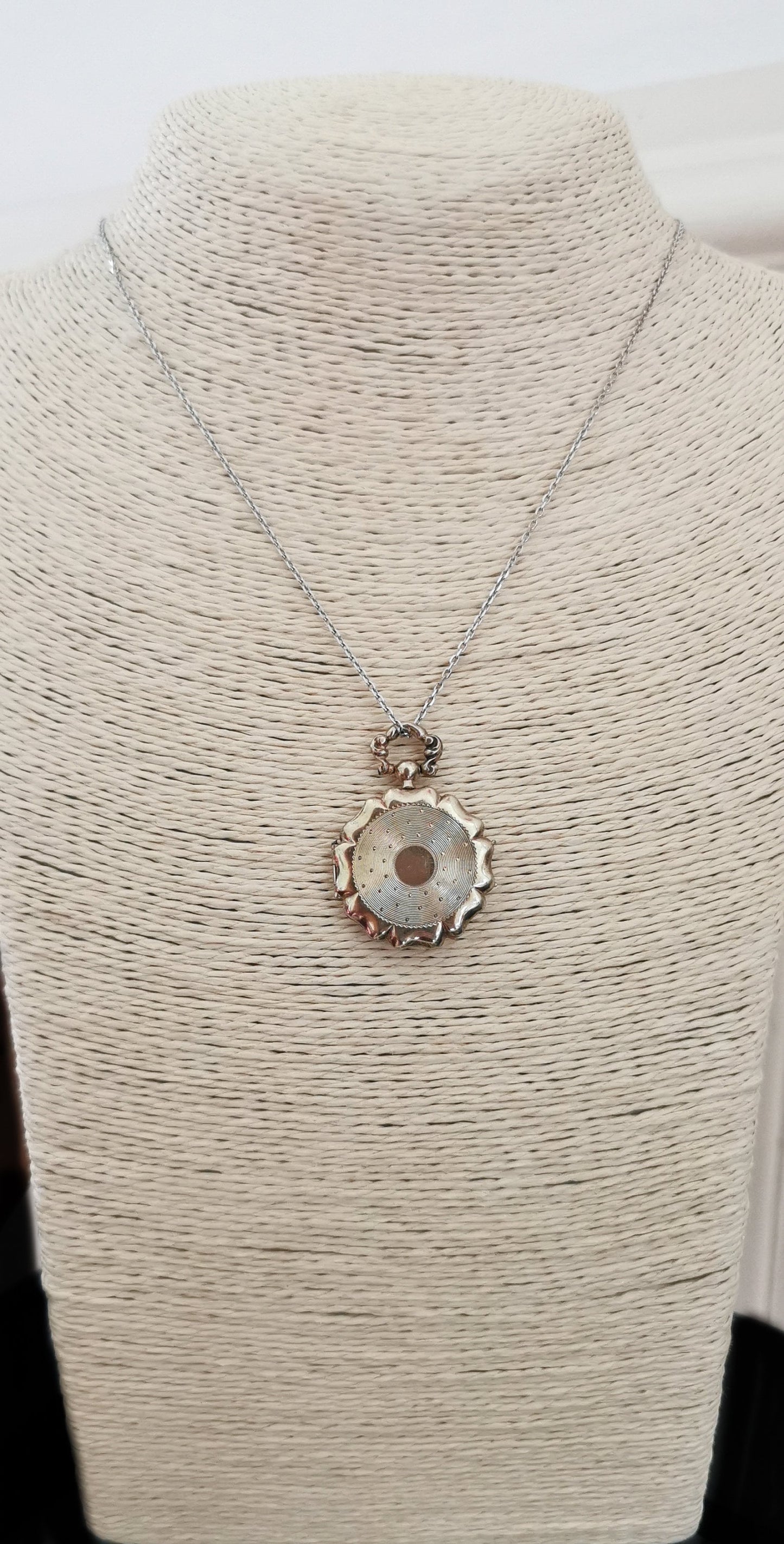 Late Victorian Guilloche Locket  Antique French locket c. 1900 Silver Locket Antique locket Vintage pendant gift for her Watch Locket