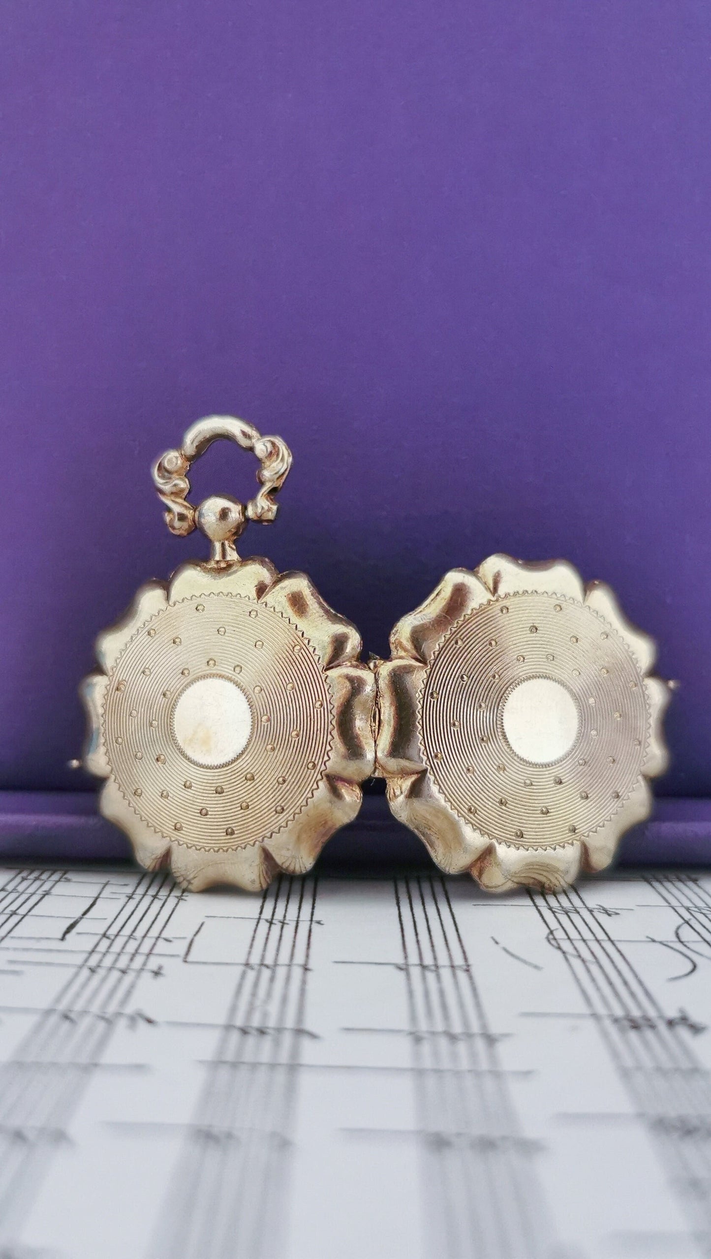 Late Victorian Guilloche Locket  Antique French locket c. 1900 Silver Locket Antique locket Vintage pendant gift for her Watch Locket